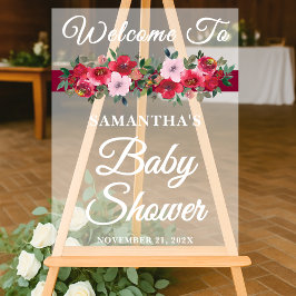 ブルゴーニュバラ秋ベビーシャワーウェルカム アクリルサイン