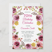 ブルゴーニュバラ素朴フローラグリーナリー誕生日 招待状 (正面)