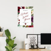 ブルゴーニュバラ結婚の歓迎サイン ポスター (ホームオフィス)