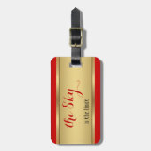 ブルゴーニュバラ金ゴールドと金ゴールドラゲージタグ ラゲッジタグ (正面縦)