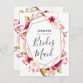 ブルゴーニュバラ金ゴールドは私の花嫁になる 招待状 (正面/裏面)