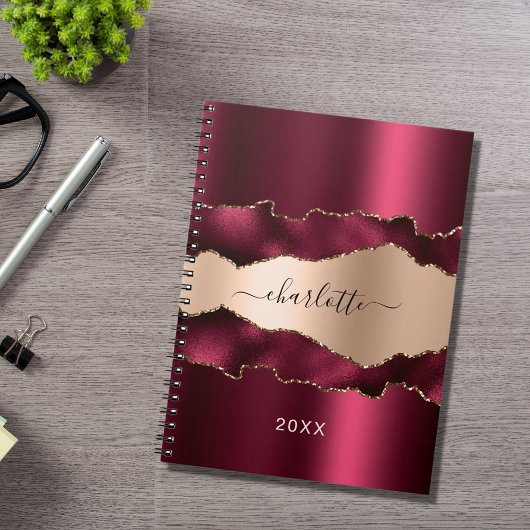ブルゴーニュバラ金ゴールドアガート大理石名台本 ノートブック