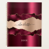 ブルゴーニュバラ金ゴールドアガート大理石名2026 プランナー手帳 (正面)