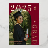 ブルゴーニュバラ金ゴールドアーチ&アロー卒業 箔招待状 (正面)