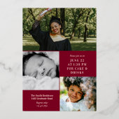 ブルゴーニュバラ金ゴールドアーチ&アロー卒業 箔招待状 (裏面)