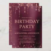 ブルゴーニュバラ金ゴールドエイジバースデーパーティー 招待状 (正面/裏面)