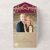 ブルゴーニュバラ金ゴールドオールインワン招待状 オールインワン招待状 (外側)