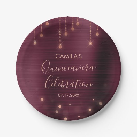 ブルゴーニュバラ金ゴールドキンセアニェラパーティー ペーパープレート (正面)