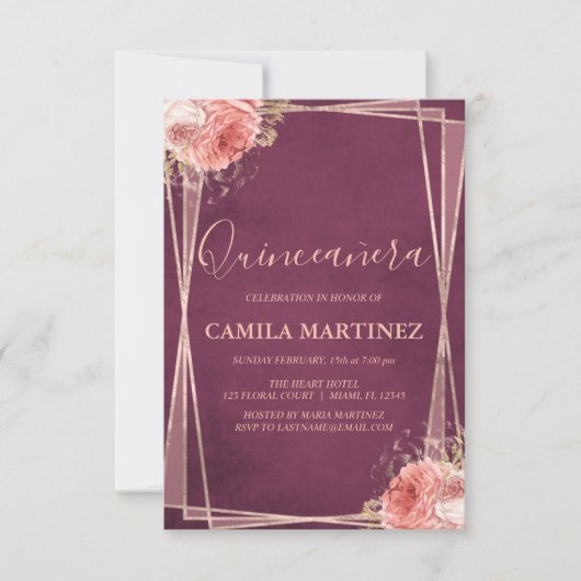 ブルゴーニュバラ金ゴールドキンセアニェラパーティー 招待状 (正面)