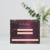 ブルゴーニュバラ金ゴールドグリッターメニューRSVPカード (スタンド正面)