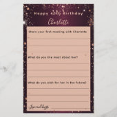 ブルゴーニュバラ金ゴールドスパークル誕生日ウィッシュカード (正面)