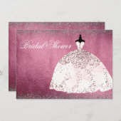 ブルゴーニュバラ金ゴールドピンクブライダルシャワー招待状 招待状 (正面/裏面)