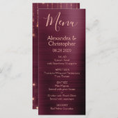 ブルゴーニュバラ金ゴールドモダンとエレガントなウェディングメニュー メニュー (正面/裏面)