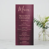 ブルゴーニュバラ金ゴールドモダンとエレガントなウェディングメニュー メニュー (スタンド正面)