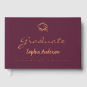 ブルゴーニュバラ金ゴールド名スクリプトキャップ卒業 ゲストブック (正面)