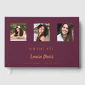 ブルゴーニュバラ金ゴールド名スクリプト写真卒業 ゲストブック (正面)