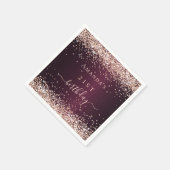 ブルゴーニュバラ金ゴールド名スクリプト誕生日 スタンダードカクテルナプキン (角)