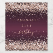 ブルゴーニュバラ金ゴールド名スクリプト誕生日 ワインラベル (シングルラベル)