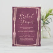 ブルゴーニュバラ金ゴールド幾何学ブライダルシャワー 招待状 (スタンド正面)