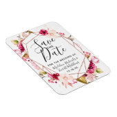 ブルゴーニュバラ金ゴールド幾何学日付を結婚保存 マグネット (右側)