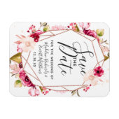 ブルゴーニュバラ金ゴールド幾何学日付を結婚保存 マグネット (横)