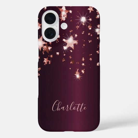 ブルゴーニュバラ金ゴールド星名 Case-Mate iPhoneケース (裏面)