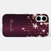 ブルゴーニュバラ金ゴールド星名 Case-Mate iPhoneケース (裏面 (横))