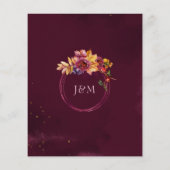 ブルゴーニュバラ金ゴールド秋の結婚式招待状フライヤー チラシ (裏面)