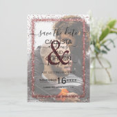 ブルゴーニュバラ金ゴールド紙吹雪結婚写真 セーブザデート (スタンド正面)