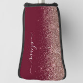 ブルゴーニュバラ金ゴールド赤面ピンクグリッターモノグラム ゴルフヘッドカバー (回転90)