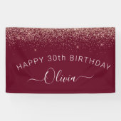 ブルゴーニュバラ金ゴールド赤面ピンクグリッターモノグラム 横断幕 (横)