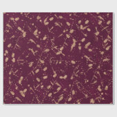 ブルゴーニュバラ金ゴールド（ばちゃばちゃ）跳ねるモダン抽象芸術パーティー ラッピングペーパー (フラット)
