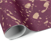 ブルゴーニュバラ金ゴールド（ばちゃばちゃ）跳ねるモダン抽象芸術パーティー ラッピングペーパー (ロールコーナー)