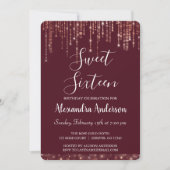 ブルゴーニュバラ金ゴールドSweet sixteen誕生日 招待状 (正面)