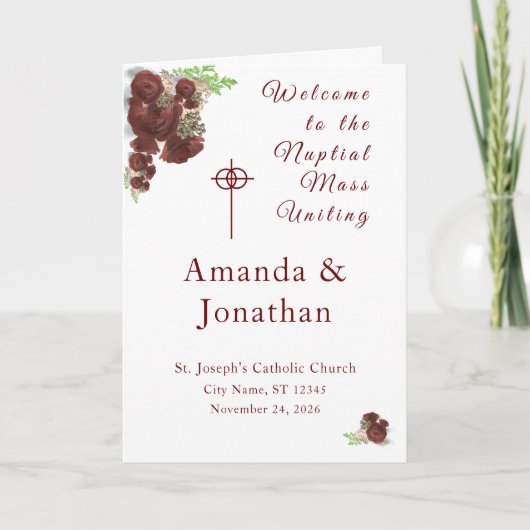 ブルゴーニュバラ – コサージュの写真と塊 プログラム (正面)