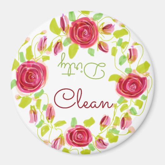 ブルゴーニュバラ パターン（の模様が）ある マグネット (正面)