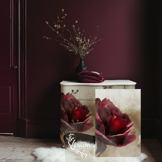 ブルゴーニュバラ&ベージュ、クローズアップ花 薄葉紙