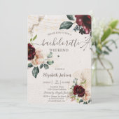 ブルゴーニュバラ、ワイングラス、バチェロレッテ 招待状 (スタンド正面)