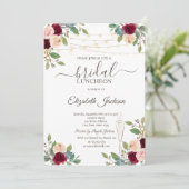 ブルゴーニュバラ、ワイングラス、ライトブライダルランチ 招待状 (スタンド正面)