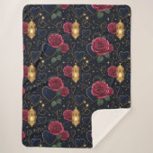 ブルゴーニュバラ&金ゴールドランタン シェルパブランケット (正面)