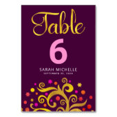 ブルゴーニュバルミツワーゴールドフォイルオブライフモダンツリー テーブルナンバー (正面)