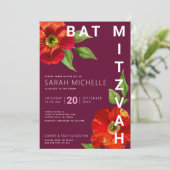 ブルゴーニュバルミツワーモダンフローラ水彩 招待状 (スタンド正面)