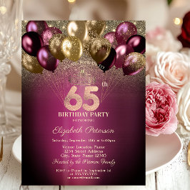 ブルゴーニュバルーングリッター65誕生日 招待状