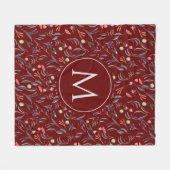 ブルゴーニュパーソナライズされたフローラモノグラム フリースブランケット (正面(横))