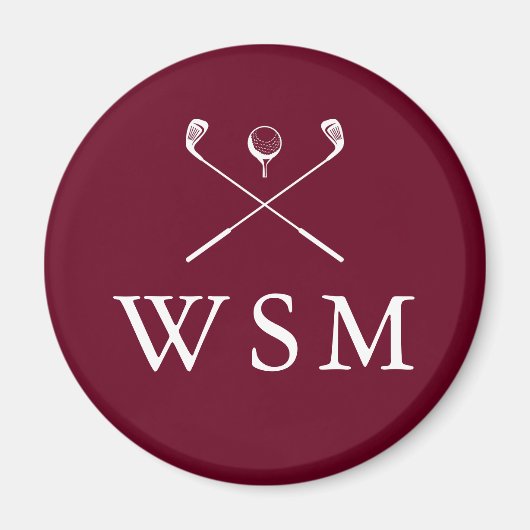 ブルゴーニュパーソナライズされたモノグラムゴルフクラブ マグネット (正面)