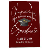 ブルゴーニュパーソナライズされた大学院卒業党 ミディアムペーパーバッグ (正面)