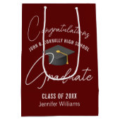 ブルゴーニュパーソナライズされた大学院卒業党 ミディアムペーパーバッグ (裏面)
