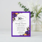 ブルゴーニュパープルイエロー90誕生日はがき インビテーションポストカード (スタンド正面)