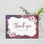 ブルゴーニュパープルスパークルグリッター感謝していフローラユー 招待状 (スタンド正面)