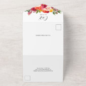 ブルゴーニュピンクオレンジイエローフローラ オールインワン招待状 (外側)